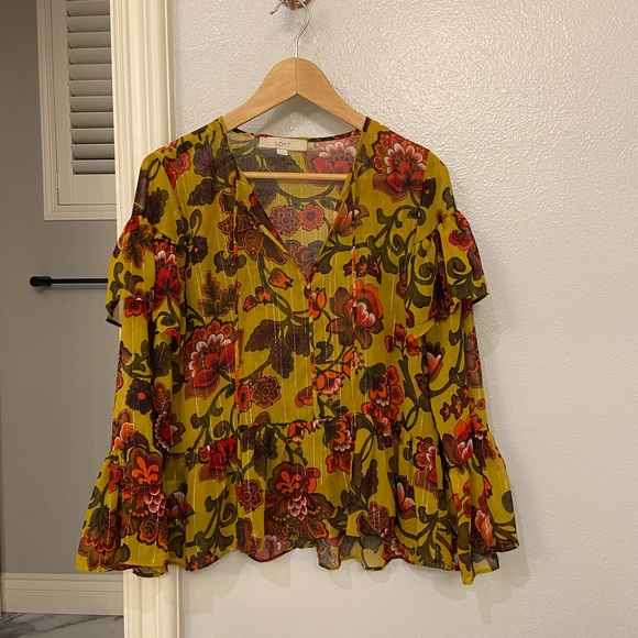 LOFT Woodland Bell Sleeve Blouse - Picture 2 of 5